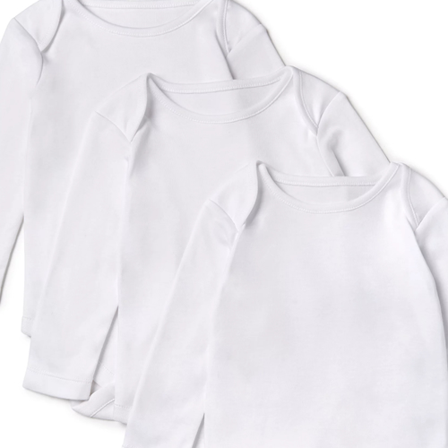 Baby Pima Cotton Long Sleeve Bodysuit, Pack of 3, White